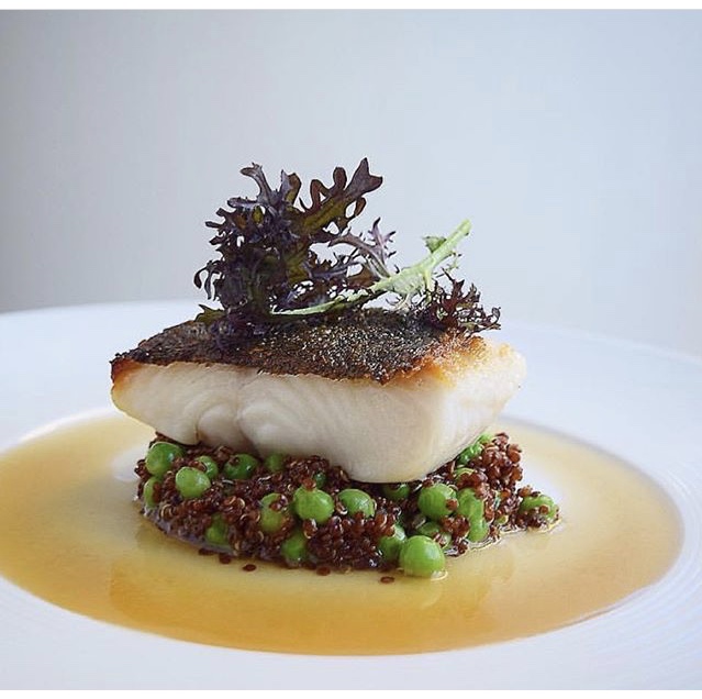 Dashi poached black cod, red quinoa